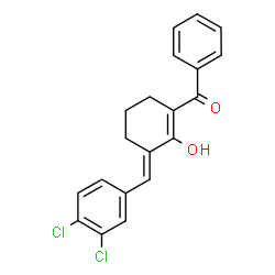 ChemSpider 2D Image | [(3E)-3-(3,4-Dichlorobenzylidene)-2-hydroxy-1-cyclohexen-1-yl](phenyl)methanone | C20H16Cl2O2