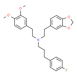 ChemSpider 2D Image | N-[2-(1,3-Benzodioxol-5-yl)ethyl]-N-[2-(3,4-dimethoxyphenyl)ethyl]-3-(4-fluorophenyl)-1-propanamine | C28H32FNO4