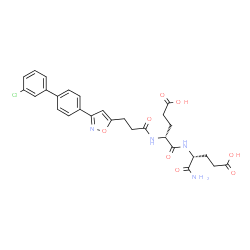 ChemSpider 2D Image | N-{3-[3-(3'-Chloro-4-biphenylyl)-1,2-oxazol-5-yl]propanoyl}-D-alpha-glutamyl-D-alpha-glutamine | C28H29ClN4O8