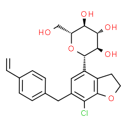 ChemSpider 2D Image | (1S)-1,5-Anhydro-1-[7-chloro-6-(4-vinylbenzyl)-2,3-dihydro-1-benzofuran-4-yl]-D-glucitol | C23H25ClO6