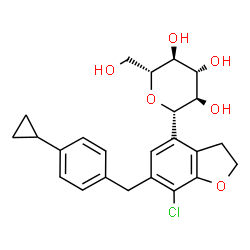 ChemSpider 2D Image | (1S)-1,5-Anhydro-1-[7-chloro-6-(4-cyclopropylbenzyl)-2,3-dihydro-1-benzofuran-4-yl]-D-glucitol | C24H27ClO6