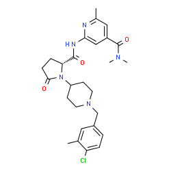 ChemSpider 2D Image | 2-({1-[1-(4-Chloro-3-methylbenzyl)-4-piperidinyl]-5-oxo-D-prolyl}amino)-N,N,6-trimethylisonicotinamide | C27H34ClN5O3