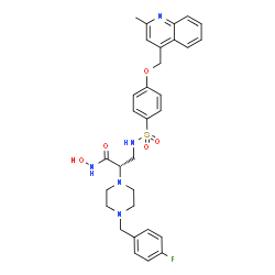 ChemSpider 2D Image | (2S)-2-[4-(4-Fluorobenzyl)-1-piperazinyl]-N-hydroxy-3-[({4-[(2-methyl-4-quinolinyl)methoxy]phenyl}sulfonyl)amino]propanamide | C31H34FN5O5S