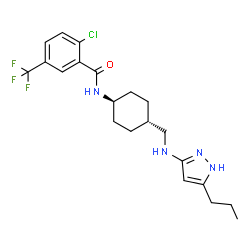 ChemSpider 2D Image | 2-Chloro-N-(trans-4-{[(5-propyl-1H-pyrazol-3-yl)amino]methyl}cyclohexyl)-5-(trifluoromethyl)benzamide | C21H26ClF3N4O