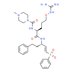 ChemSpider 2D Image | N-[(2S)-5-(Carbamimidamidooxy)-1-oxo-1-{[(1E,3S)-5-phenyl-1-(phenylsulfonyl)-1-penten-3-yl]amino}-2-pentanyl]-4-methyl-1-piperazinecarboxamide | C29H41N7O5S