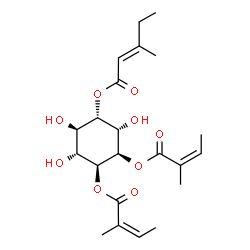 ChemSpider 2D Image | (1S,2R,3R,4S,5R,6S)-2,3,6-Trihydroxy-4,5-bis{[(2Z)-2-methyl-2-butenoyl]oxy}cyclohexyl (2E)-3-methyl-2-pentenoate | C22H32O9