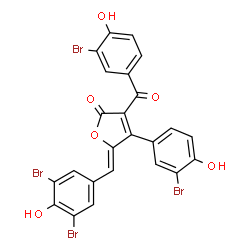 ChemSpider 2D Image | (5Z)-3-(3-Bromo-4-hydroxybenzoyl)-4-(3-bromo-4-hydroxyphenyl)-5-(3,5-dibromo-4-hydroxybenzylidene)-2(5H)-furanone | C24H12Br4O6
