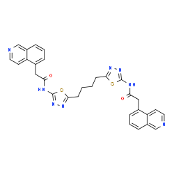 ChemSpider 2D Image | N,N'-(1,4-Butanediyldi-1,3,4-thiadiazole-5,2-diyl)bis[2-(5-isoquinolinyl)acetamide] | C30H26N8O2S2