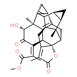 ChemSpider 2D Image | Methyl (2Z)-2-[(1aR,1bS,2R,4aR,4bS,8aS,9aS,10aR,10bS,10cS,11bS)-2-hydroxy-1b,7,10b-trimethyl-9-methylene-3,6-dioxo-1a,1b,2,3,4a,6,8,8a,9,9a,10,10a,10b,10c,11,11b-hexadecahydrocyclopropa[4,5]cyclopropa
[4',5']cyclopenta[1',2':7,8]acephenanthryleno[10a,10-b]furan-4(1H)-ylidene]propanoate | C31H34O6