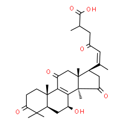 ChemSpider 2D Image | (7beta,20Z)-7-Hydroxy-3,11,15,23-tetraoxolanosta-8,20(22)-dien-26-oic acid | C30H40O7