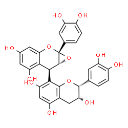 ChemSpider 2D Image | (2R,3R)-2-(3,4-Dihydroxyphenyl)-8-[(1aS,7R,7aR)-1a-(3,4-dihydroxyphenyl)-4,6-dihydroxy-7,7a-dihydro-1aH-oxireno[b]chromen-7-yl]-3,5,7-chromanetriol | C30H24O12