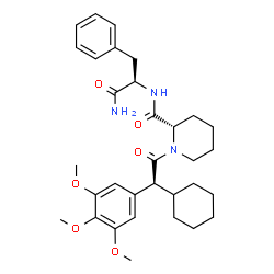 ChemSpider 2D Image | Nalpha-({(2S)-1-[(2S)-2-Cyclohexyl-2-(3,4,5-trimethoxyphenyl)acetyl]-2-piperidinyl}carbonyl)-D-phenylalaninamide | C32H43N3O6