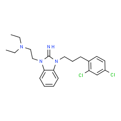 ChemSpider 2D Image | 2-{3-[3-(2,4-Dichlorophenyl)propyl]-2-imino-2,3-dihydro-1H-benzimidazol-1-yl}-N,N-diethylethanamine | C22H28Cl2N4