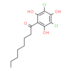 ChemSpider 2D Image | 1-(3,5-Dichloro-2,4,6-trihydroxyphenyl)-1-octanone | C14H18Cl2O4