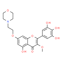 ChemSpider 2D Image | 5-Hydroxy-3-methoxy-7-[2-(4-morpholinyl)ethoxy]-2-(3,4,5-trihydroxyphenyl)-4H-chromen-4-one | C22H23NO9