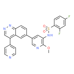 ChemSpider 2D Image | 2,4-Difluoro-N-{2-methoxy-5-[4-(4-pyridinyl)-6-cinnolinyl]-3-pyridinyl}benzenesulfonamide | C25H17F2N5O3S