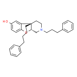 ChemSpider 2D Image | (4aS,9aR)-4a-(4-Phenylbutyl)-2-(3-phenylpropyl)-1,2,3,4,4a,9a-hexahydro[1]benzofuro[2,3-c]pyridin-6-ol | C30H35NO2