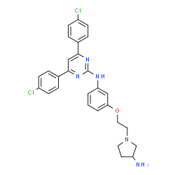 ChemSpider 2D Image | N-{3-[2-(3-Amino-1-pyrrolidinyl)ethoxy]phenyl}-4,6-bis(4-chlorophenyl)-2-pyrimidinamine | C28H27Cl2N5O