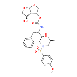 ChemSpider 2D Image | (3R,3aS,4R,6aR)-4-Hydroxyhexahydrofuro[2,3-b]furan-3-yl [(2S,3R)-3-hydroxy-4-{isobutyl[(4-methoxyphenyl)sulfonyl]amino}-1-phenyl-2-butanyl]carbamate | C28H38N2O9S