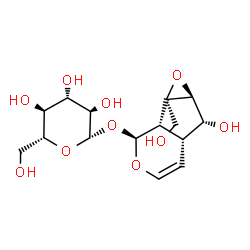 ChemSpider 2D Image | (1aS,1bS,2S,5aR,6R,6aS)-6-Hydroxy-1a-(hydroxymethyl)-1a,1b,2,5a,6,6a-hexahydrooxireno[4,5]cyclopenta[1,2-c]pyran-2-yl beta-D-glucopyranoside | C15H22O10