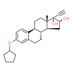 ChemSpider 2D Image | (16alpha)-3-(Cyclopentyloxy)-19-norpregna-1(10),2,4-trien-20-yne-16,17-diol | C25H32O3