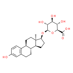 ChemSpider 2D Image | (13alpha,17beta)-3-Hydroxyestra-1,3,5(10)-trien-17-yl beta-D-glucopyranosiduronic acid | C24H32O8