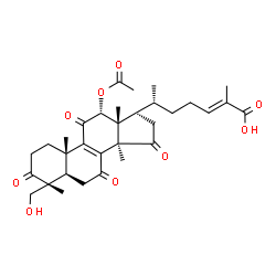 ChemSpider 2D Image | (12alpha,24E)-12-Acetoxy-28-hydroxy-3,7,11,15-tetraoxolanosta-8,24-dien-26-oic acid | C32H42O9