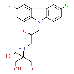ChemSpider 2D Image | 2-{[(2S)-3-(3,6-Dichloro-9H-carbazol-9-yl)-2-hydroxypropyl]amino}-2-(hydroxymethyl)-1,3-propanediol | C19H22Cl2N2O4