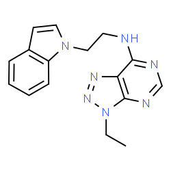 ChemSpider 2D Image | 3-Ethyl-N-[2-(1H-indol-1-yl)ethyl]-3H-[1,2,3]triazolo[4,5-d]pyrimidin-7-amine | C16H17N7