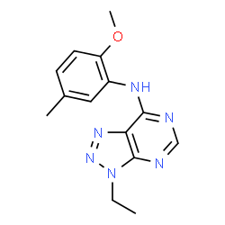 ChemSpider 2D Image | 3-Ethyl-N-(2-methoxy-5-methylphenyl)-3H-[1,2,3]triazolo[4,5-d]pyrimidin-7-amine | C14H16N6O