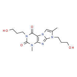 ChemSpider 2D Image | 3,8-Bis(3-hydroxypropyl)-1,7-dimethyl-1H-imidazo[2,1-f]purine-2,4(3H,8H)-dione | C15H21N5O4