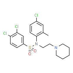ChemSpider 2D Image | 3,4-Dichloro-N-(4-chloro-2-methylphenyl)-N-[2-(1-piperidinyl)ethyl]benzenesulfonamide | C20H23Cl3N2O2S