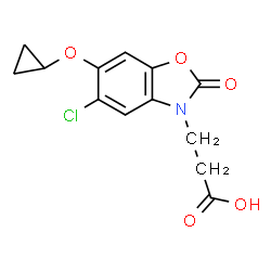 ChemSpider 2D Image | 3-[5-Chloro-6-(cyclopropyloxy)-2-oxo-1,3-benzoxazol-3(2H)-yl]propanoic acid | C13H12ClNO5