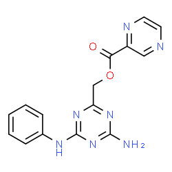 ChemSpider 2D Image | (4-Amino-6-anilino-1,3,5-triazin-2-yl)methyl 2-pyrazinecarboxylate | C15H13N7O2