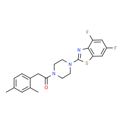 ChemSpider 2D Image | 1-[4-(4,6-Difluoro-1,3-benzothiazol-2-yl)-1-piperazinyl]-2-(2,4-dimethylphenyl)ethanone | C21H21F2N3OS