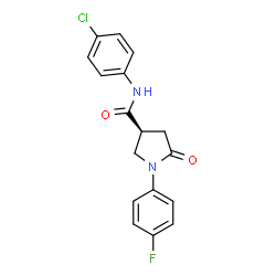 ChemSpider 2D Image | (3S)-N-(4-Chlorophenyl)-1-(4-fluorophenyl)-5-oxo-3-pyrrolidinecarboxamide | C17H14ClFN2O2