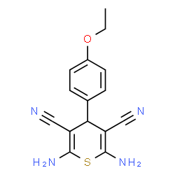 ChemSpider 2D Image | 2,6-Diamino-4-(4-ethoxyphenyl)-4H-thiopyran-3,5-dicarbonitrile | C15H14N4OS
