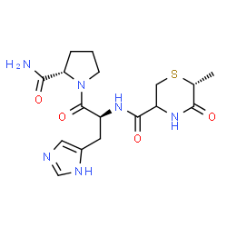ChemSpider 2D Image | N-{[(6R)-6-Methyl-5-oxo-3-thiomorpholinyl]carbonyl}-L-histidyl-L-prolinamide | C17H24N6O4S