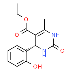 ChemSpider 2D Image | Ethyl (4R)-4-(2-hydroxyphenyl)-6-methyl-2-oxo-1,2,3,4-tetrahydro-5-pyrimidinecarboxylate | C14H16N2O4