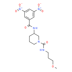 ChemSpider 2D Image | 3-[(3,5-Dinitrobenzoyl)amino]-N-(3-methoxypropyl)-1-piperidinecarboxamide | C17H23N5O7