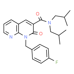 ChemSpider 2D Image | 1-(4-Fluorobenzyl)-N,N-diisobutyl-2-oxo-1,2-dihydro-1,8-naphthyridine-3-carboxamide | C24H28FN3O2