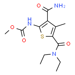 ChemSpider 2D Image | Methyl [3-carbamoyl-5-(diethylcarbamoyl)-4-methyl-2-thienyl]carbamate | C13H19N3O4S