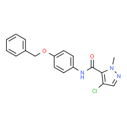 ChemSpider 2D Image | N-[4-(Benzyloxy)phenyl]-4-chloro-1-methyl-1H-pyrazole-5-carboxamide | C18H16ClN3O2