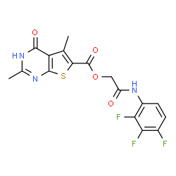 ChemSpider 2D Image | 2-Oxo-2-[(2,3,4-trifluorophenyl)amino]ethyl 2,5-dimethyl-4-oxo-3,4-dihydrothieno[2,3-d]pyrimidine-6-carboxylate | C17H12F3N3O4S