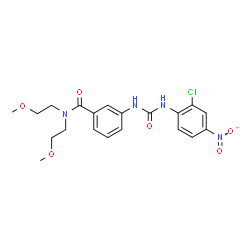 ChemSpider 2D Image | 3-{[(2-Chloro-4-nitrophenyl)carbamoyl]amino}-N,N-bis(2-methoxyethyl)benzamide | C20H23ClN4O6
