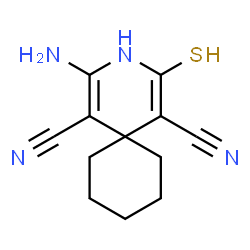 ChemSpider 2D Image | 2-Amino-4-sulfanyl-3-azaspiro[5.5]undeca-1,4-diene-1,5-dicarbonitrile | C12H14N4S