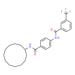 ChemSpider 2D Image | N-[4-(Cyclododecylcarbamoyl)phenyl]-3-(trifluoromethyl)benzamide | C27H33F3N2O2