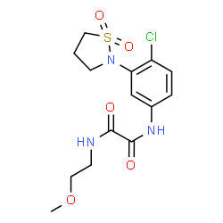 ChemSpider 2D Image | N-[4-Chloro-3-(1,1-dioxido-1,2-thiazolidin-2-yl)phenyl]-N'-(2-methoxyethyl)ethanediamide | C14H18ClN3O5S