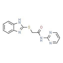 ChemSpider 2D Image | 2-(1H-Benzimidazol-2-ylsulfanyl)-N-(2-pyrimidinyl)acetamide | C13H11N5OS