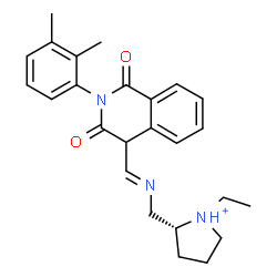 ChemSpider 2D Image | (2R)-2-{[(E)-{[2-(2,3-Dimethylphenyl)-1,3-dioxo-1,2,3,4-tetrahydro-4-isoquinolinyl]methylene}amino]methyl}-1-ethylpyrrolidinium | C25H30N3O2